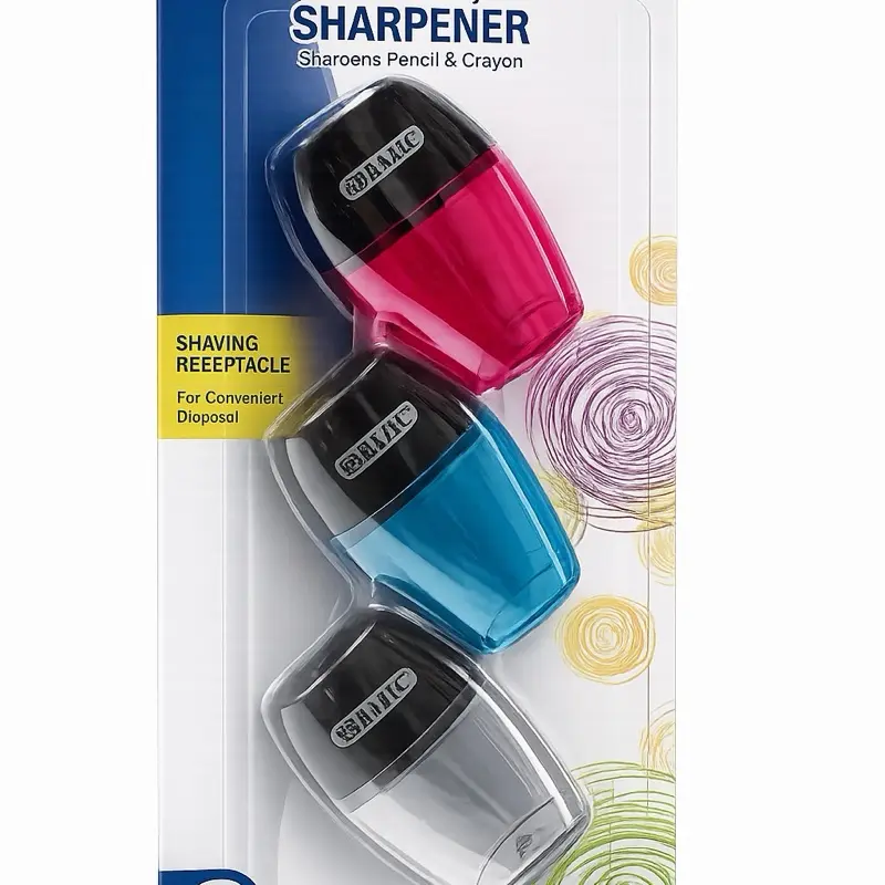 Single Hole Sharpener w Receptacle 3pack