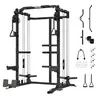 Cofiyard Steel Power Cage with 1:1 Pulleys for Clean Reps - Compact Design Home Gym Combo, Space-Saving Squat Rack, Cable Crossover Equipment, 4 Built-In Hooks, 2500 lbs Capacity, 16 Cable Heights, Integrated Storage, Professional Accessories