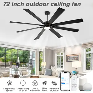 Smart 8 Blade Ceiling Fan with Dimmable LED Light, App & Voice Control, Remote, 6 Speeds, Quiet Reversible DC Motor, Modern Indoor Ceiling Fan