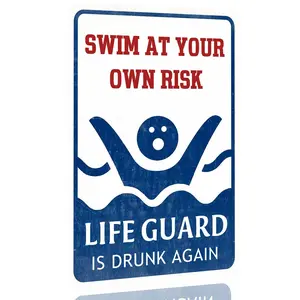 Pool Decorations Outdoor Pool Decor Swim At Your Own Risk Pool Sign Pool Deck Accessories Gifts Funny Warning Safety Plaque Signs For Swimming Pool Beach Water Park Decor Outdoor 8 X 12 Inch