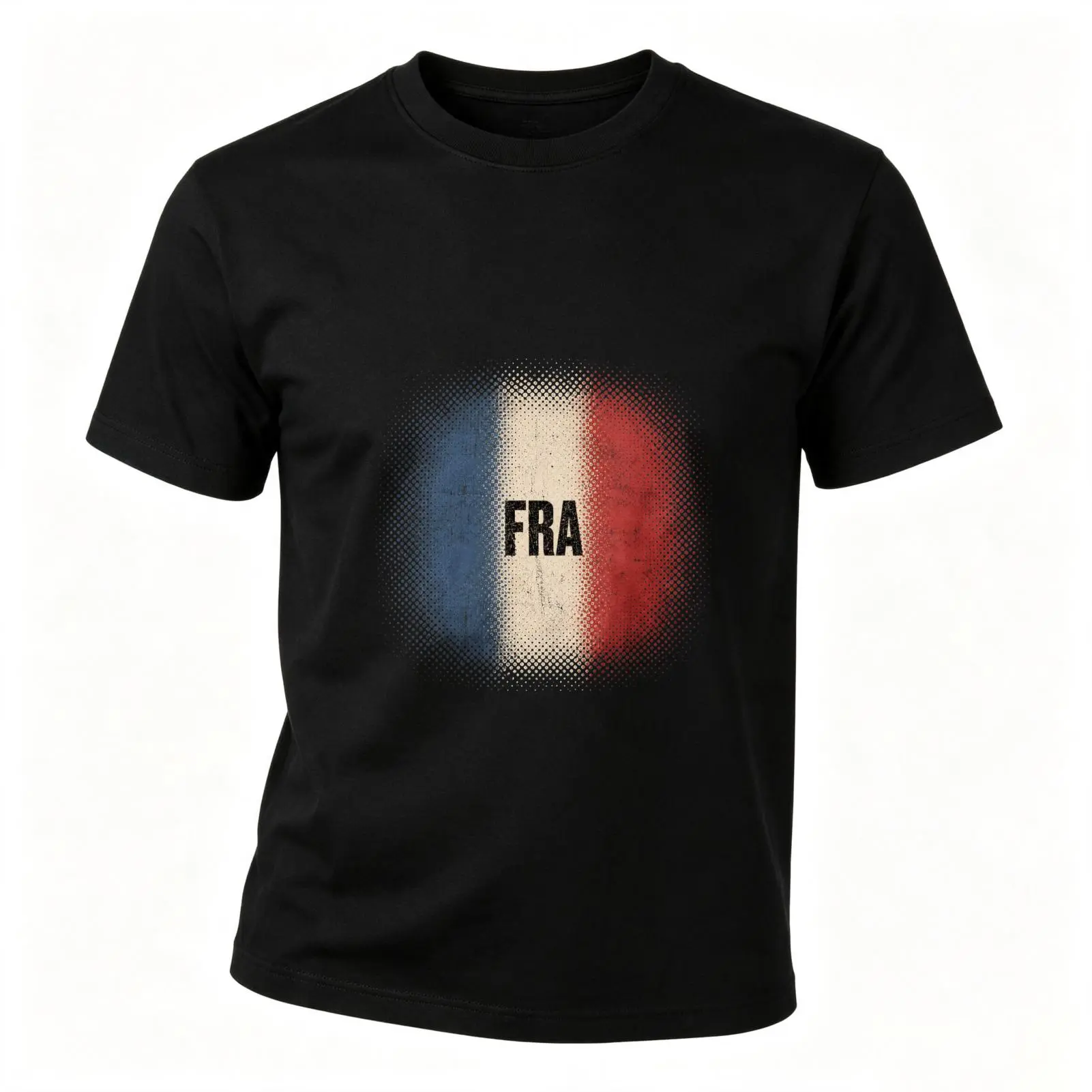 CARPESUN Vintage French Flag Graphic Tee Shirt Distressed Halftone Print Cotton Casual Unisex Gift For Men Women Sports Fans
