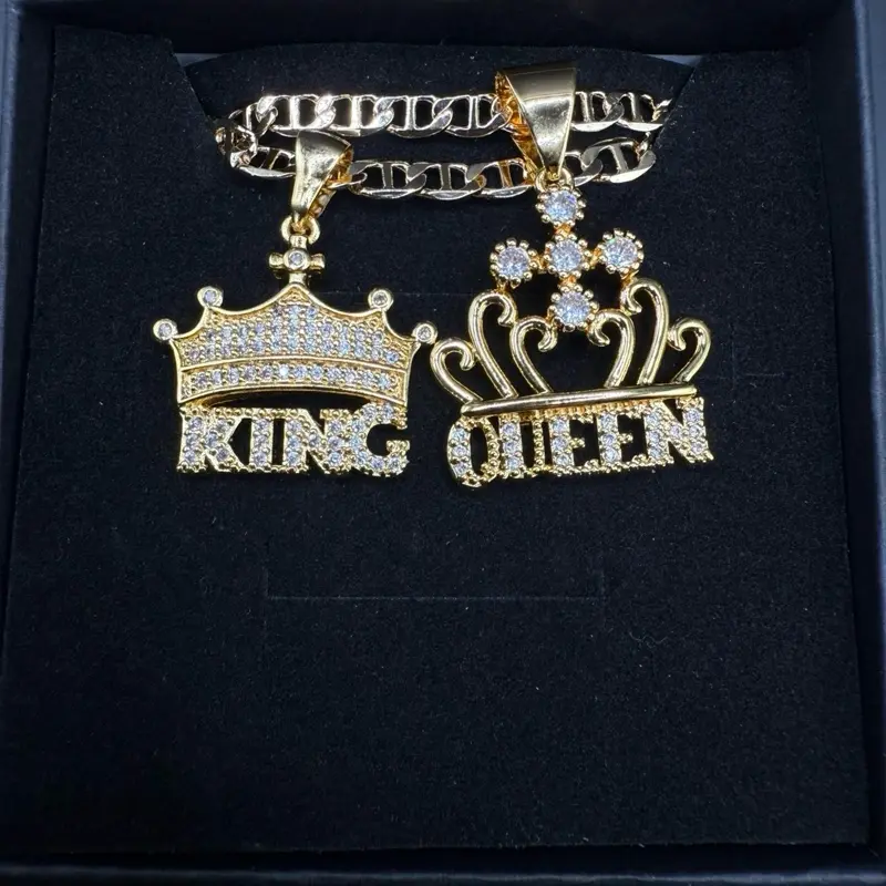 KING & QUEEN couple chains gold plated 2 chain included