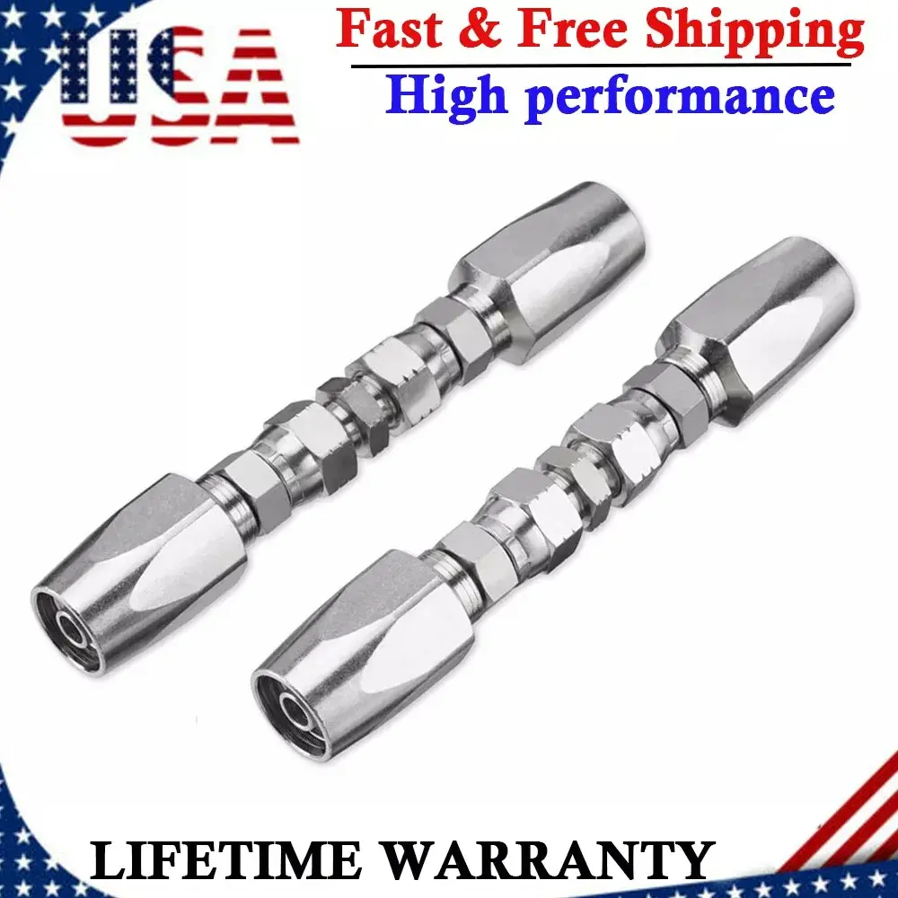 2 Zinc-Plated Corrosion-Resistant Reusable Universal Hydraulic Hose Repair Kits, Car Tools & Accessories, R2 3/8" ID Approx. 0.69" OD Emergency Auto Repair Tools, Compatible with R16-R19 2-Wire Hoses, Multiple Designs, Lifetime Warranty