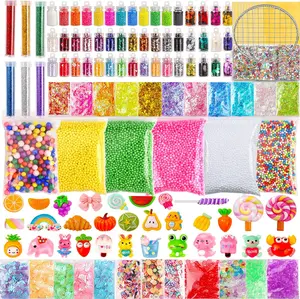 163 Pack Slime Making Kit Supplies,  Slime Mix Ins Accessories Slime Add Ins Foam Glitter Slimes Charm Bulk Fishbowl Beads Containers for Slimes Making Coloring and Party Decorations