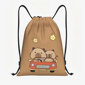 One stylish Cabilla cartoon drawstring backpack - lightweight polyester storage bag, suitable for fitness, yoga and travel, with a soft exterior design, practical pockets, drawstring closure, a small daily backpack
