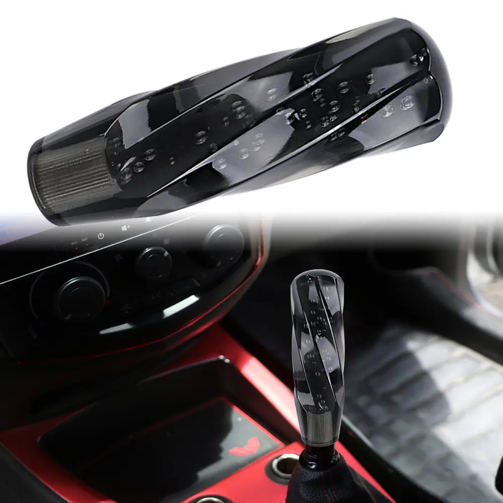 VIP 150mm Transparent Manual Black Diamond Crystal Bubble Shift Knob Universal