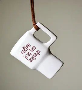 Ceramic Travel Coffee Mug Ornament - Coffee Is My Love Language