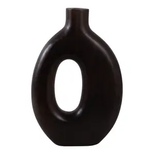 Sagebrook Home 17558-10 14 x 9 in. Cut-out Wood Vase, Dark Brown