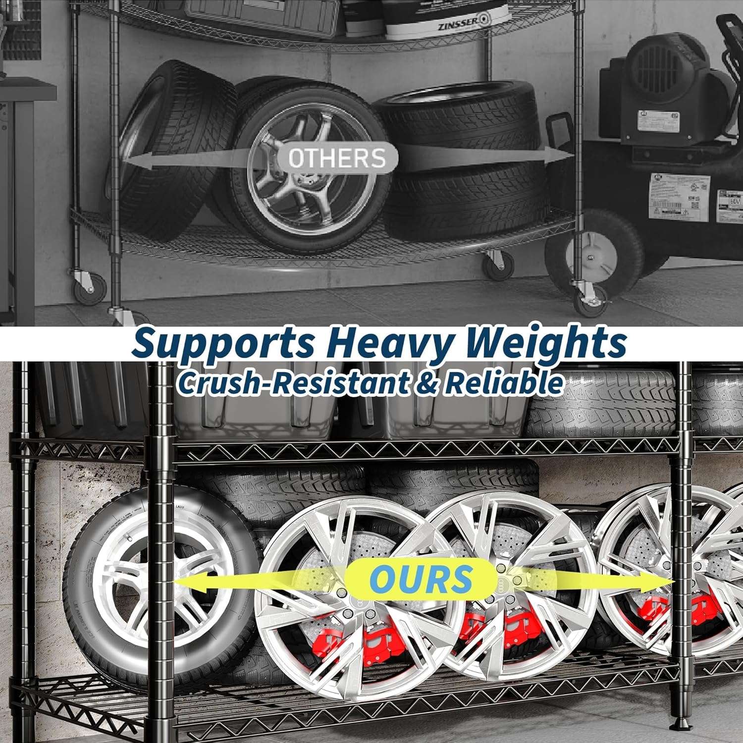 4-Tier Storage Shelves Metal Shelving Unit 13.8" D x 59" W x 59.5" H, 1060 LBS Heavy Duty Wire Shelving, l-Shaped Storage Rack with Adjustable Shelf for Home, Pantry & Warehouse