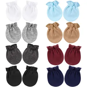 SQ-WWA001 Newborn Infant Toddler Mittens No Scratch Cotton Elastic Wrist Gloves Hypoallergenic for 0-6 Months Baby Boys Girls