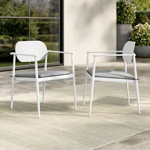 Aeris Stackable Outdoor Patio Aluminum Dining Armchair in White