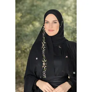 Bridal Elegant Hijab ( Colorful)- Black