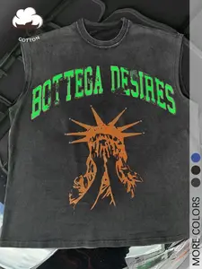 Men's Unruly 321 Statue of Liberty Print Sleeveless Vest, Water-Weathered, Colorblock, Loose Fit, Gym Training, Street Style, Summer Casual Wear