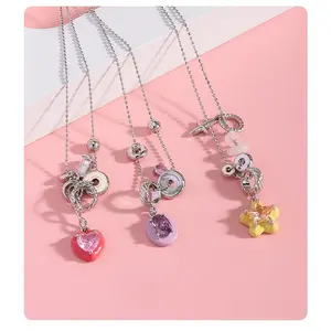 Versatile niche cute candy color dopamine necklace design sense zircon necklace does not fade women's necklace collarbone chain