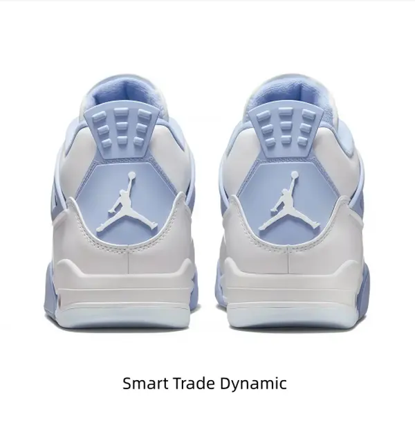 Brand New in Box White and Blue Leather Retro Basketball Sneakers Mid-Top Mesh Panel Air Cushion Rubber Sole Trendy Athletic Casual Shoes