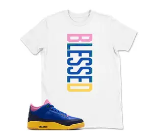 AJ3 Brazil Racer Blue Yellow Matching T Shirt, BLESSED Graphic Shirt, 90s Hip Hop Tee, Gift For Women and Man, Unisex T-Shirt, Sneaker Head Gift