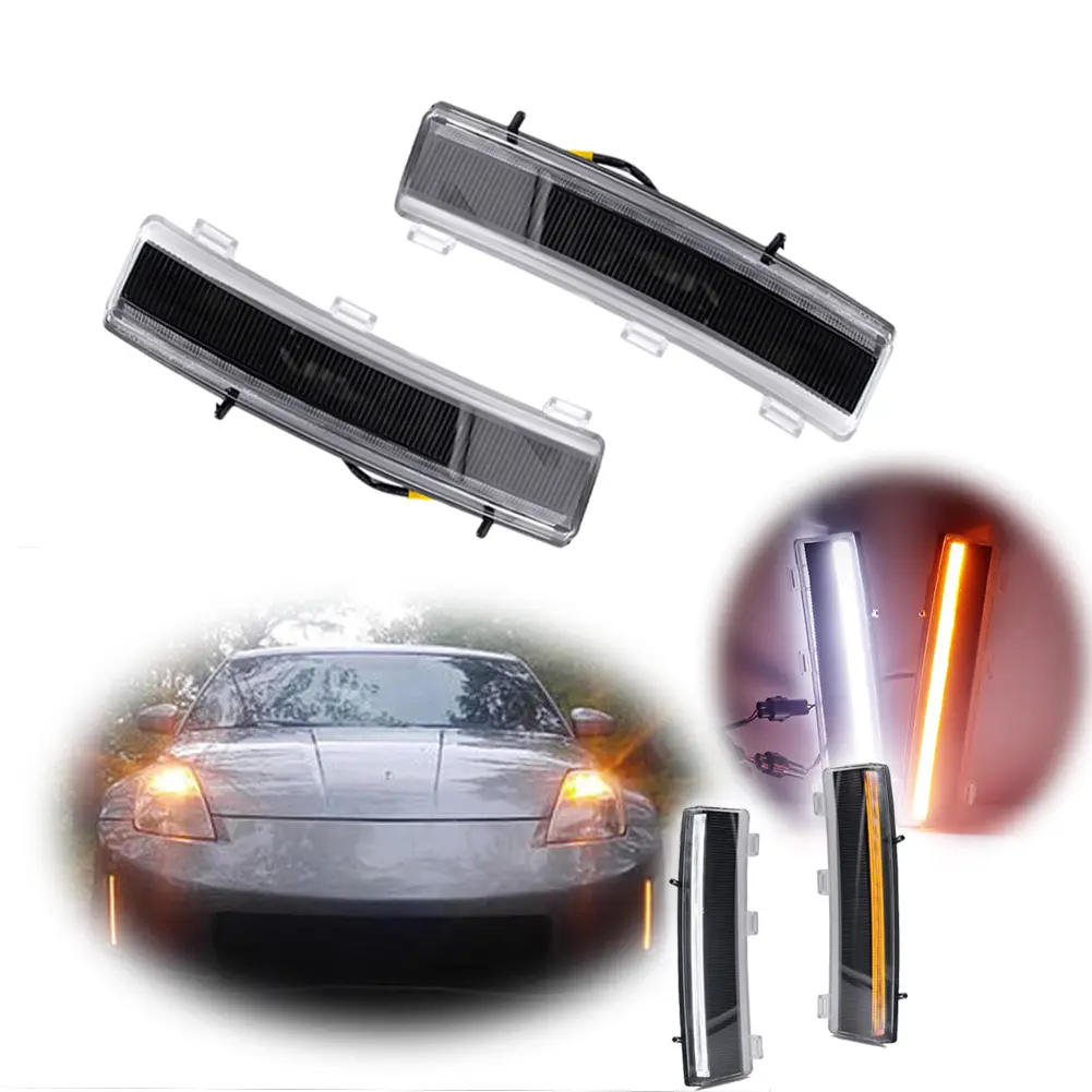 2pcs Switchback LED Daytime Running Turn Signal lamps Lights For 2006 2007 2008 2009 Nissan 350Z LCI, Rplace  OEM