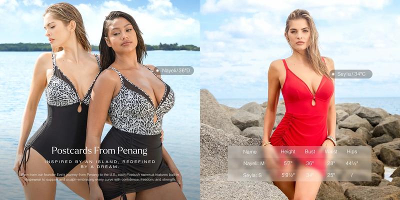 Popilush Women's One-Piece Built in Shapewear Swimsuit Deep V Neck  Print Sheer Push-Up Bathing Swimsuit