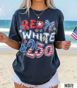 250th Anniversary Shirt, Red White and 250 Tee, 4th of July Shirt, Preppy Patriotic Tee, USA America Shirt, Flag Tshirt