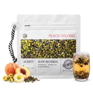 Peach Oolong Tea - Pure Natural Loose Leaf & Fruit Tea with Peach Cubes & Chrysanthemum, Low Acidity Refreshing Energy & Metabolism Support, 5.3 Oz (150g) | iTREE · Vital-Tea