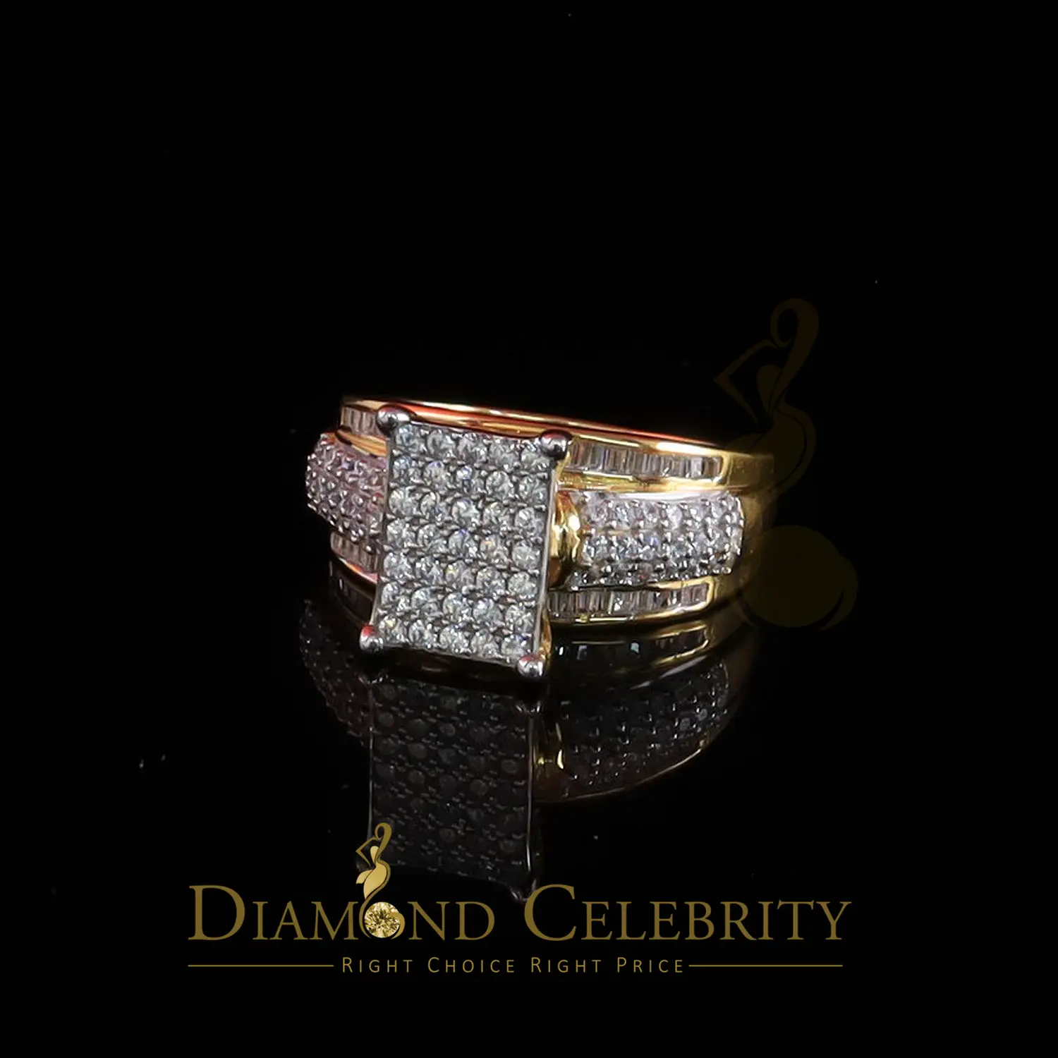 DiamondCelebritees Cubic Zirconia Cinderella 2.25ct Yellow Silver Womens Ring Size 8