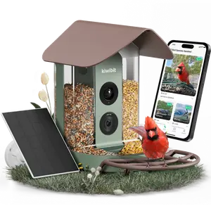 Beako Smart Bird Feeder with Camera No Subscription, Lifetime AI Feature Included, Solar Panel - 4K Video Live Stream, 8MP Photos, Bird Species AI Identification, Bird Notification, Easy Setup