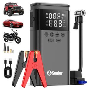 Soulor CYD22 Car Jump Starter 150PSI 5-in-1 10000mAh Power Bank LED SOS Air Compressor for Car SUV Truck with 3.3-inch LCD Display and 10-in-1 Smart Protection System