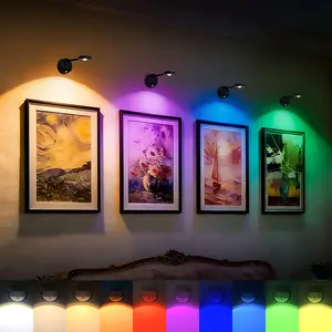 Rechargeable Spotlight with Motion Sensor, Remote Control, 10 Color Switches, Smart LED Wall Light for Gallery, Hallway, Living Room, Bedroom