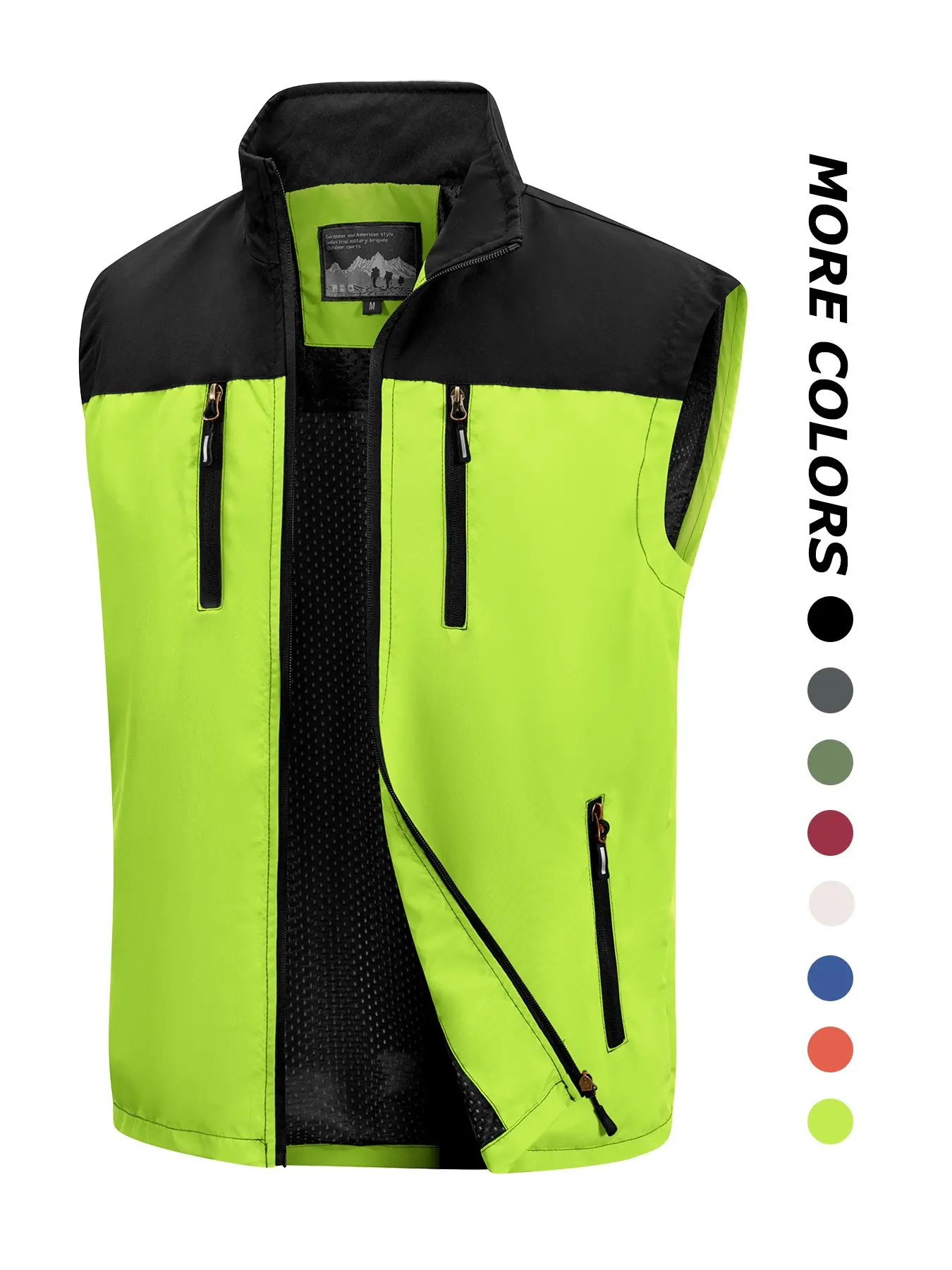 Men's Lightweight Softshell Sports Vest for Outdoor with Zipper Pockets, Windproof Sleeveless Zip Up Jacket Coat Outerwear for Hiking Running Golf Outdoors Vest