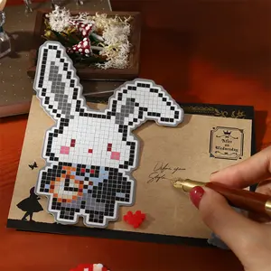 16 piece minimalist fuse bead sticker set, animal fairy tale character themes, vintage style, paper, self adhesive, DIY journal decoration scrapbook stickers