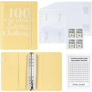 100 Envelopes  Saving Binder A5 Savings Challenge Book (A5yellow)