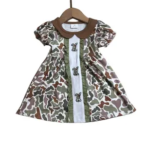 Kids Boy Easter Clothing Camo Rabbit Bunny Embroidery Spring Dress GSD2852