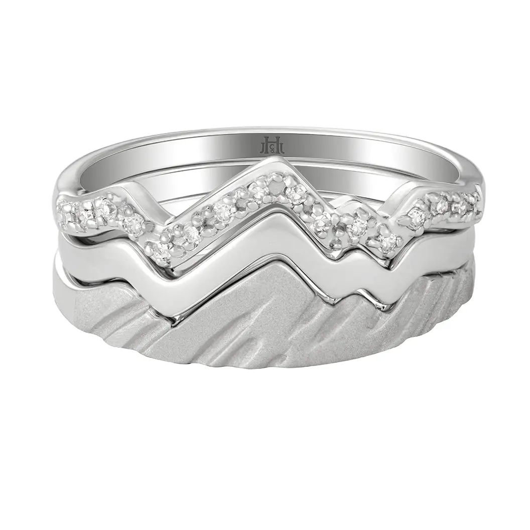 Limited Edition Teton Stacking Rings™ Mountain Trio in 18K White Gold