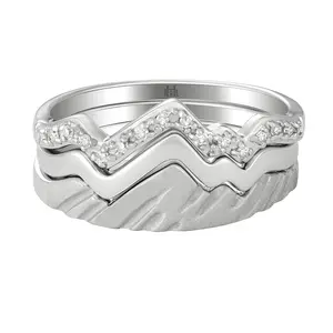 Limited Edition Teton Stacking Rings™ Mountain Trio in 18K White Gold
