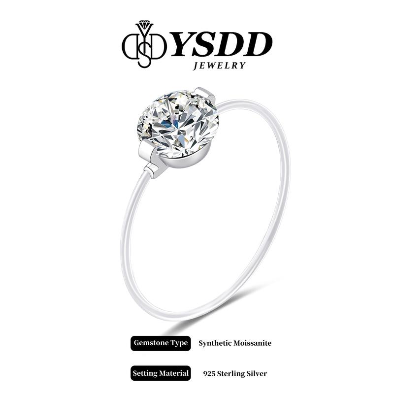 【#452 Invisible Ring】1-2CT Moissanite Enhanced Nylon Thread Band vvs Synthetic Moissanite Rings in 925 Sterling Silver Invisible Ring