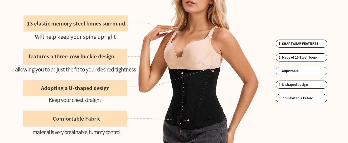 Waist  Mesh Trainer Strapless for Women Fajas Colombian Corset Shapewear Tummy Waist with Extended Button