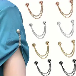 Magnetic Buckle Set for Scarves & Shawls, No Sewing Required, Detachable Chain Design, Silver Color Options, Pins