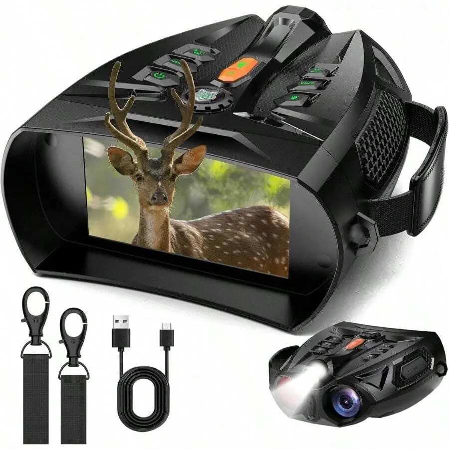 Portable Rechargeable 4K Night Vision Binoculars with 4-in HD Screen, 10x Zoom, 2600ft Long-Range, 5000mAh Battery, Level 7 IR Night Vision, Abs, for Hunting, Hiking-Light Outdoor, Sports & Outdoor Telescopes, night vision binoculars