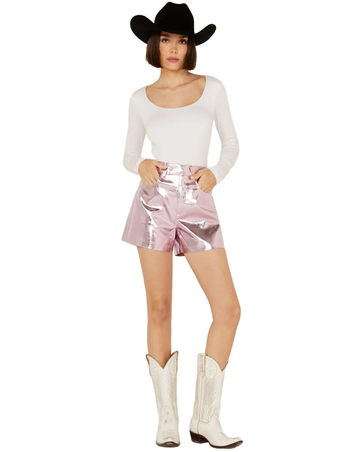 Blanknyc Women's Women'S High Rise Metallic Shorts - 04Qf8395-Pink