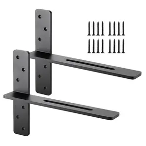 VEVOR T Shelf Brackets 2 Pcs, 200 lbs/90 kg Weight Capacity, 18x2.89x12 in/ 457.2x73.5x304.8 mm, Solid Steel Heavy Duty Brackets for Shelves, Countertop Support Floating Bracket Hardware with ScrewsVEVOR Super Brand Day
