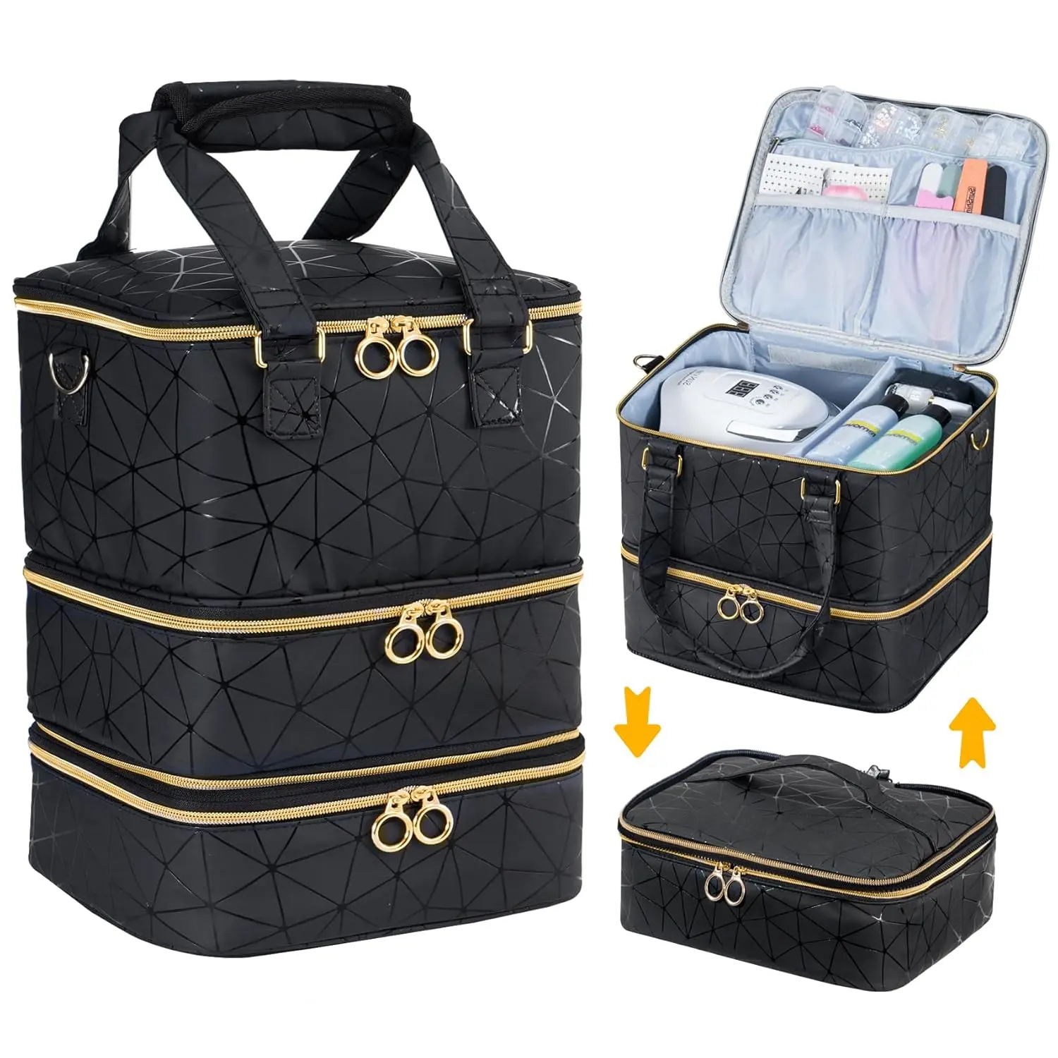 Polish Organizer Bag Holds 60 Bottles  Polish &  Kit - Polish Storage Organizer  Polish Bag  Supplies Organizer Case for  tech - Black