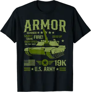 Armor Of US Military M1 Abrams Battle Tank 19K Tanker T-Shirt - Samuelmar Shop 64B0DZM4HSM3