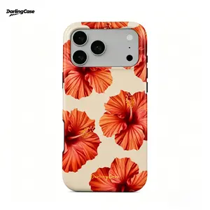DarlingCase Hibiscus Flower Phone Case for iPhone 17 Pro Max, Tropical Hawaiian Orange Hibiscus Floral Print, Shockproof Hard Protective Cover for iPhone 11 12 13 14 15 16 17 Pro Max#SummerVibes