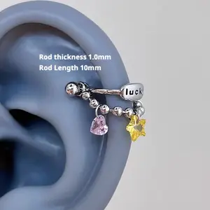 Dopamine Sparkle Star Cartilage Stud | Hypoallergenic Stainless Steel Double-Layer Ear Chain Design