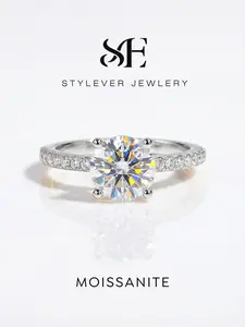 1 Pc Minimalist Four Prong Copper Ring with 1.0ct Synthetic Moissanite for Women Engagement Fine Jewelry