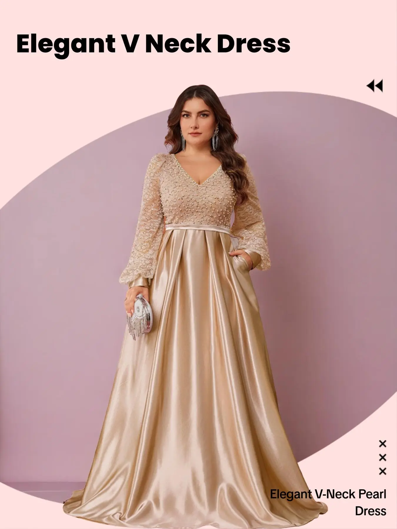 Pearl beaded V-neck belt dress, elegant formal evening dress for women with belt, beaded details and woven, perfect for Spring parties and special occasions. - TikTok Shop Pearl beaded V-neck belt dress, elegant formal evening dress for women with belt, beaded details and woven, perfect for Spring parties and special occasions. - TikTok Shop