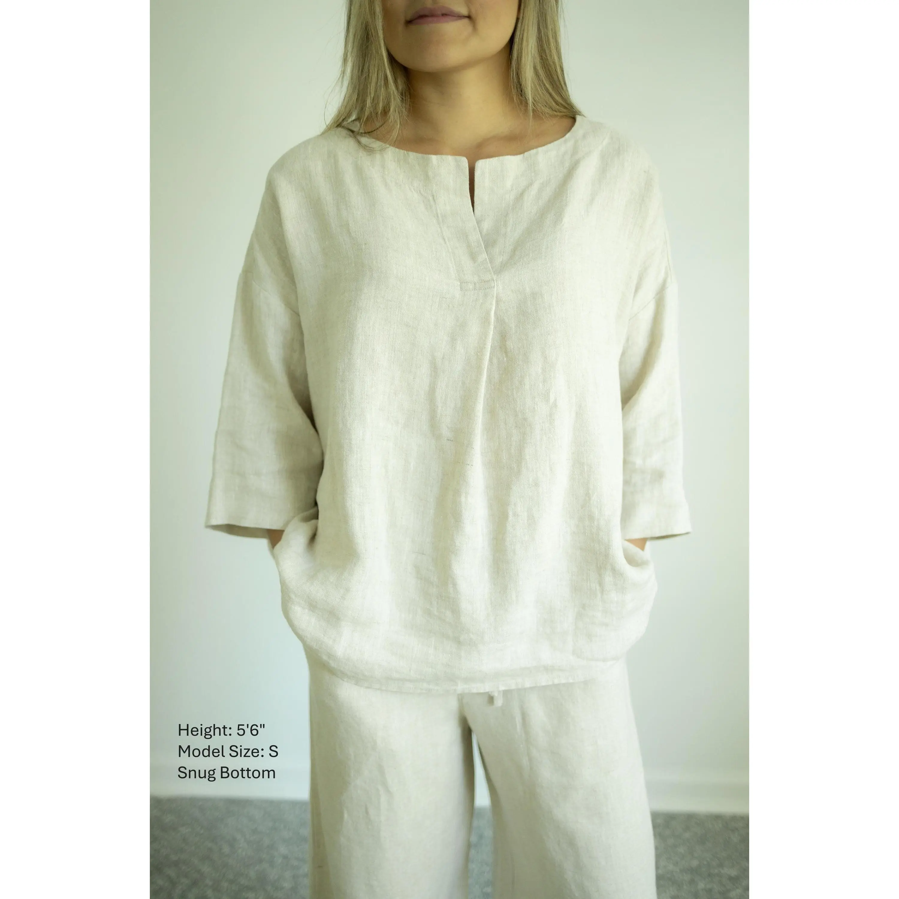 Natural Pure Linen Snug Top Shirt: Soft, Breathable, One Size (S-XL)