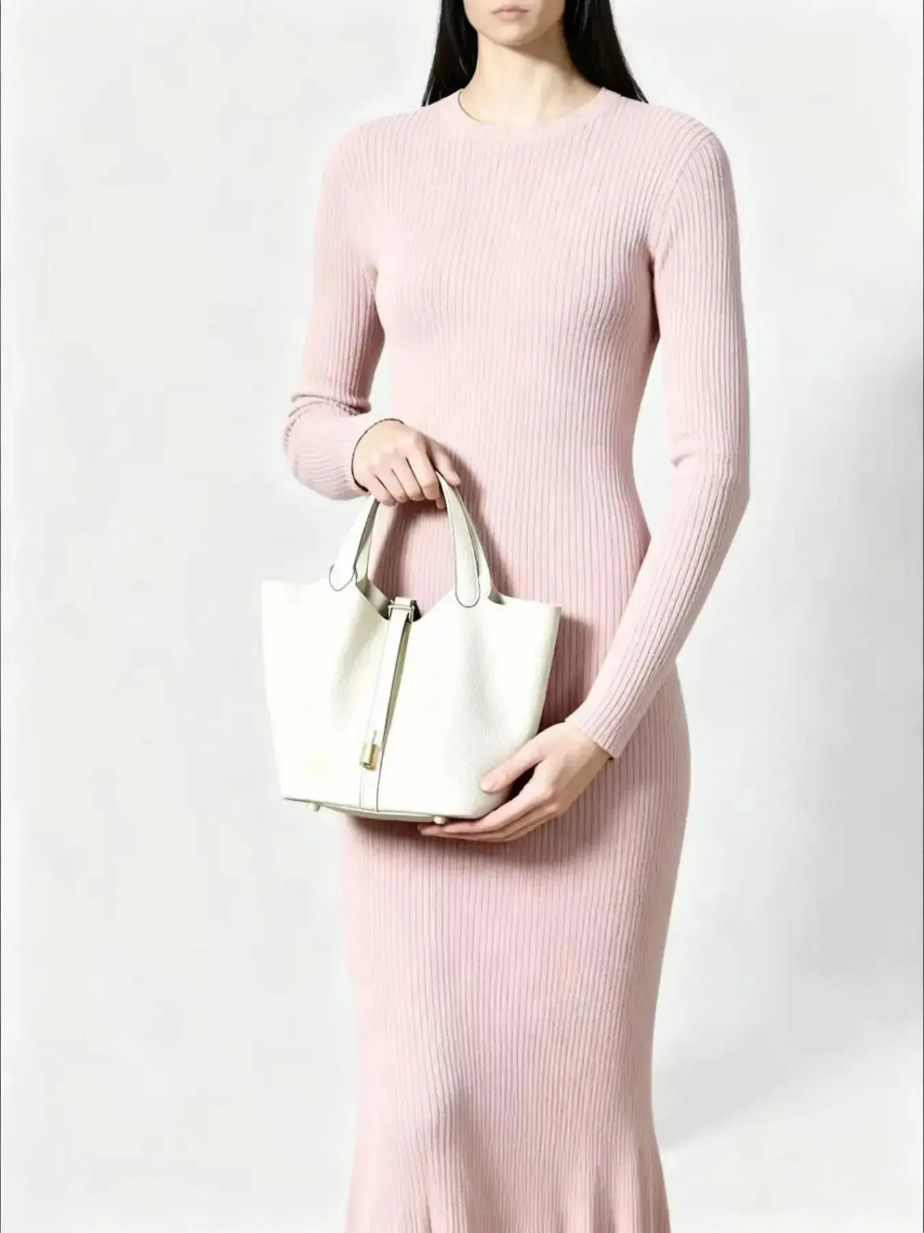 Women's Fashion Plain Leather Bucket Handbags 22cm, Casual Asymmetrical Handbag, Handheld Bag, All Seasons, Versatile and Stylish, Handbag Set