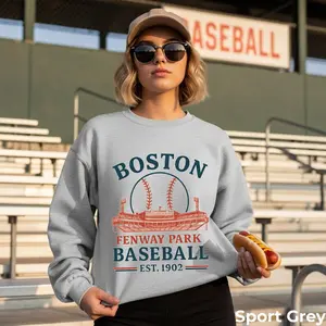 Vintage 90s Boston Baseball Sweatshirt, Retro Stadium Inspired Graphic Crewneck, 100% Cotton Oversized Comfort Pullover, Classic Sports Fan Gift