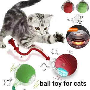 USB Rechargeable Interactive Cat and Dog Rolling Ball Toy with Tail Motion Activated Smart Electric Pet Teaser with Light Effects Fast Rolling on Rug Durable Bite Resistant Automatic Exercise Anti Depression Fun Gift for Indoor Outdoor Cats and Dogs